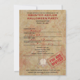 Invitation Hauned Asylum Halloween Party