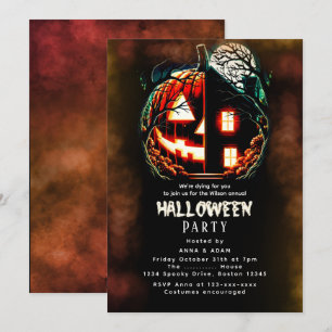 Invitation Haunted Citrouille House Halloween