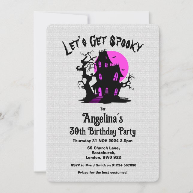 Invitation Haunted Halloween fête de costume d'anniversaire (Devant)