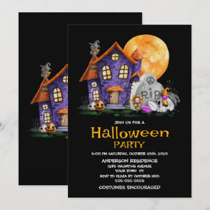 Invitation Haunted House Gravestone Halloween Party