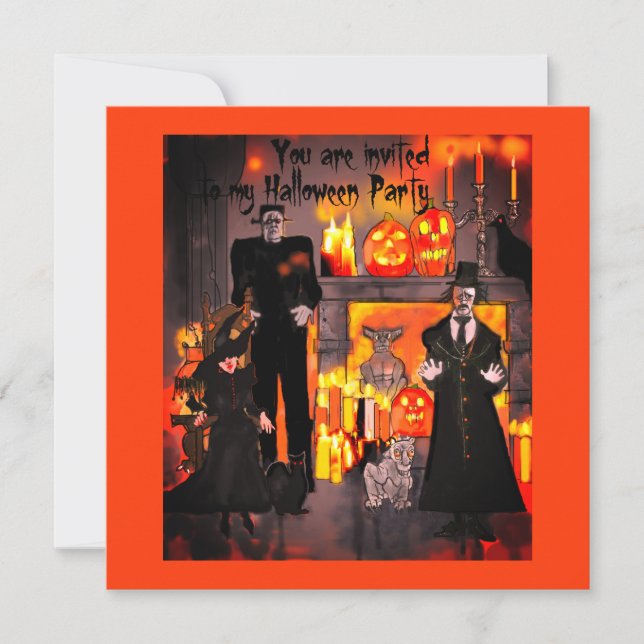 Invitation Haunted Mansion Halloween Party Frankenstein (Devant)