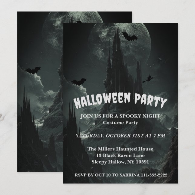 Invitation Haunted Mountaintop Halloween Party (Devant / Derrière)