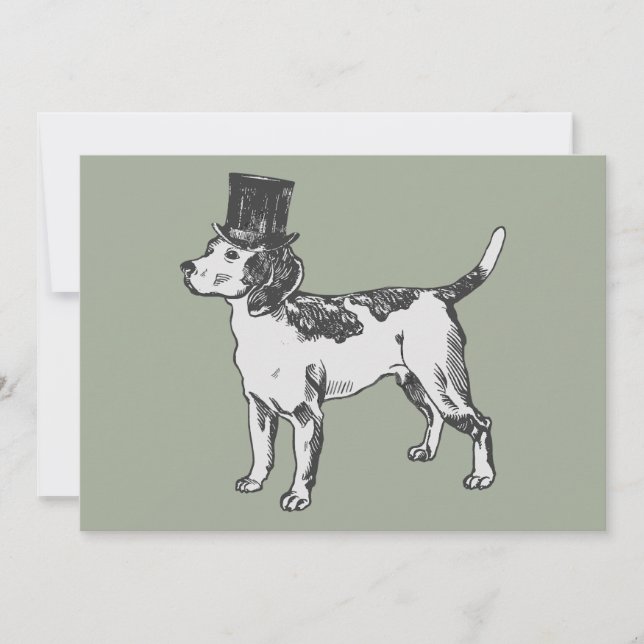 Invitation haut chapeau chien beagle ironique (Devant)