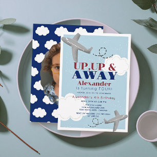 Invitation Haut Haut & Loin Avions Garçon Photo Anniversaire