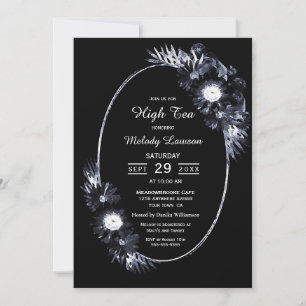 Invitation Haute Fête des mariées de thé Élégant Moody Black