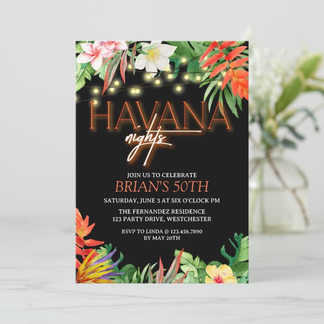 Invitation Havana Nights, Havana Nights Party, Tropical Invit (Debout devant)