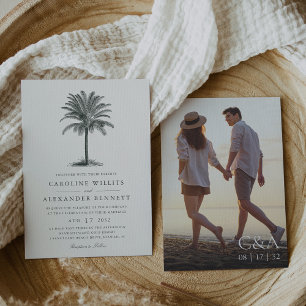 Invitation Havana Palm   Vintage Palm Tree Photo Mariage
