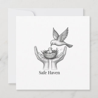 Invitation Havre sûr - Oiseau dans les mains humaines Marché
