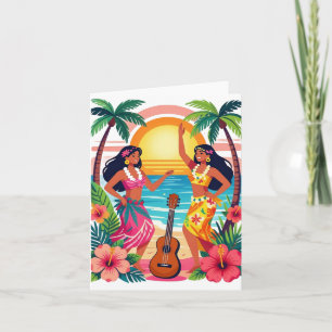 Invitation Hawaïen Danse Tropicale de Hula Coucher de Soleil