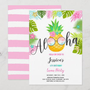 Invitation Hawaïen Luau d'ananas d'invitation d'anniversaire