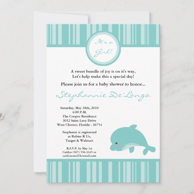 invitation hawaïenne de baby shower de dauphin de (Devant)