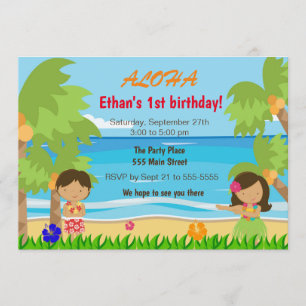 Invitation hawaïenne de partie d'anniversaire de