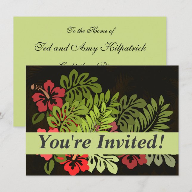 Invitation Hawaii Aloha Flower Art Print (Devant / Derrière)