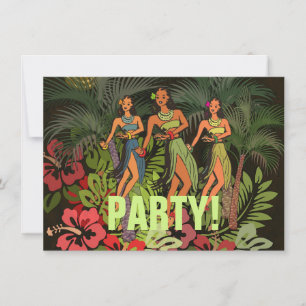 Invitation Hawaii Aloha Palm Hula Art Design