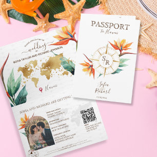 Invitation Hawaii Beach Destination Mariage Passeport QR Code