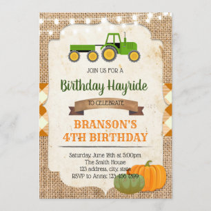 Invitation Hay ride fête d'anniversaire