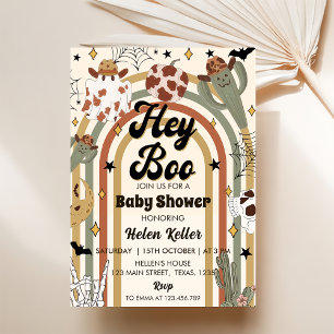 Invitation Hé Boo ! Baby shower Halloween de Cactus super