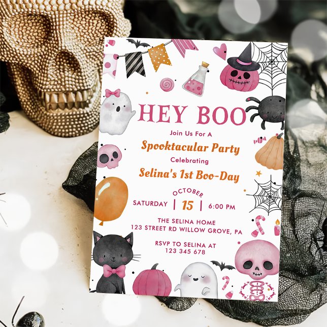 Invitation Hé Boo ! Fête du 1er anniversaire d'Halloween (Créateur téléchargé)