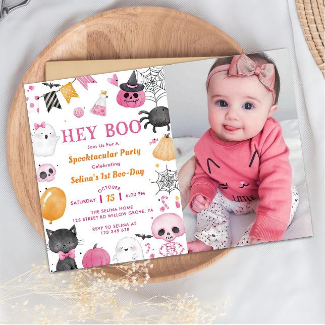 Invitation Hé Boo ! Halloween 1er Anniversaire Photo (Créateur téléchargé)