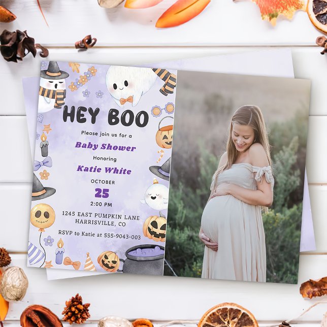 Invitation Hé Boo ! Halloween Party mignon Baby shower fantôm (Créateur téléchargé)