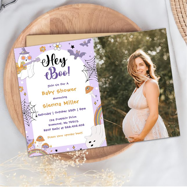 Invitation Hé Boo ! Photo du Baby shower fantôme d'Halloween  (Créateur téléchargé)