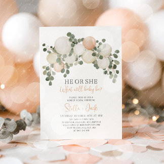 Invitation He or She Greenery Balloon Garland Gender Reveal 
