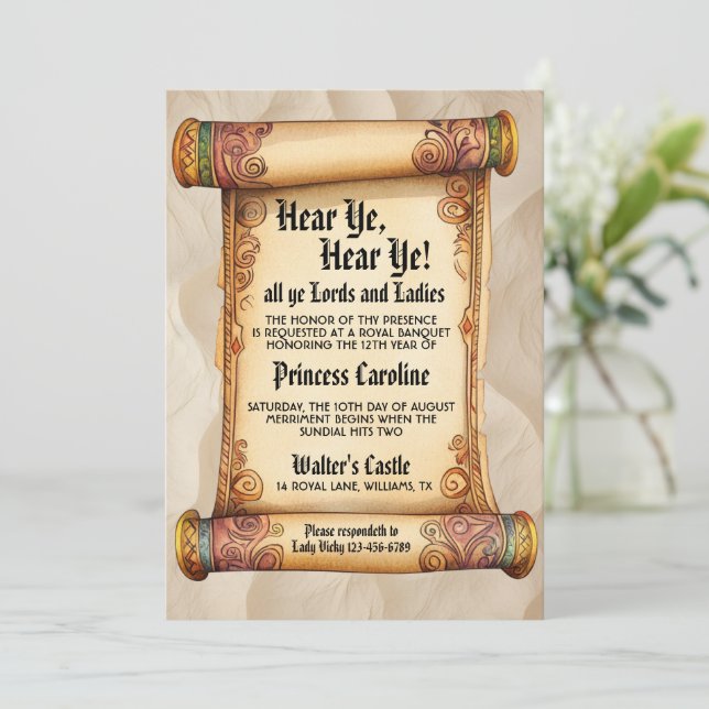 Invitation Hear Ye, Hear Ye! Medieval Royal Birthday (Debout devant)