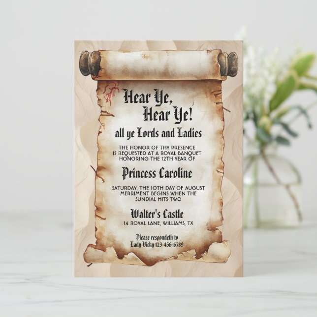 Invitation Hear Ye, Hear Ye! Medieval Royal Birthday (Debout devant)