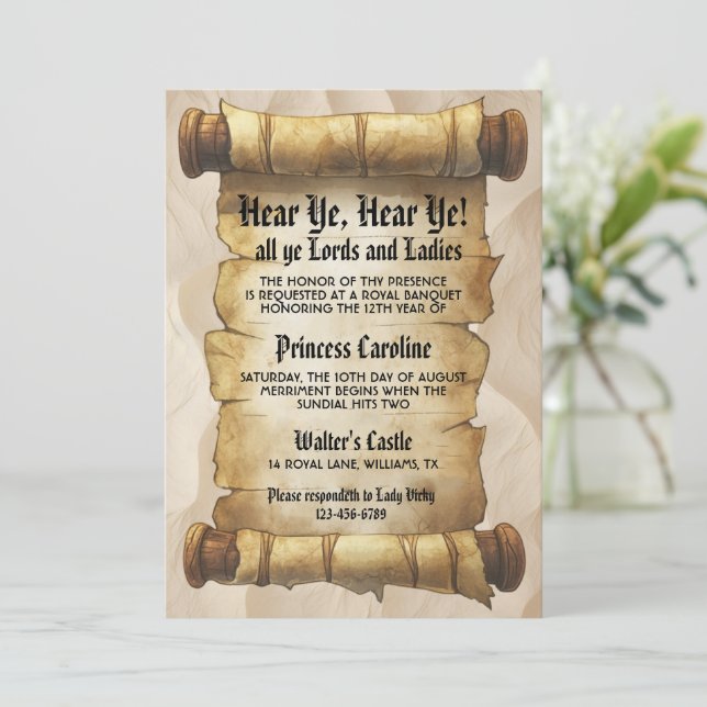 Invitation Hear Ye Medieval Renaissance Royal Birthday (Debout devant)