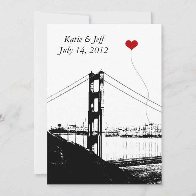 Invitation Heart in San Francisco Golden Gate Bridge (Devant)