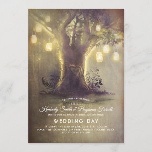 Invitation Heart Tree Mason Jar illumine le Mariage campagnar
