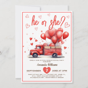 Invitation Heart truck valentine genre révéler