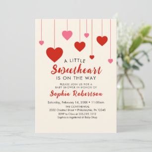Invitation Heart Valentine Red Pink Baby Shower Party