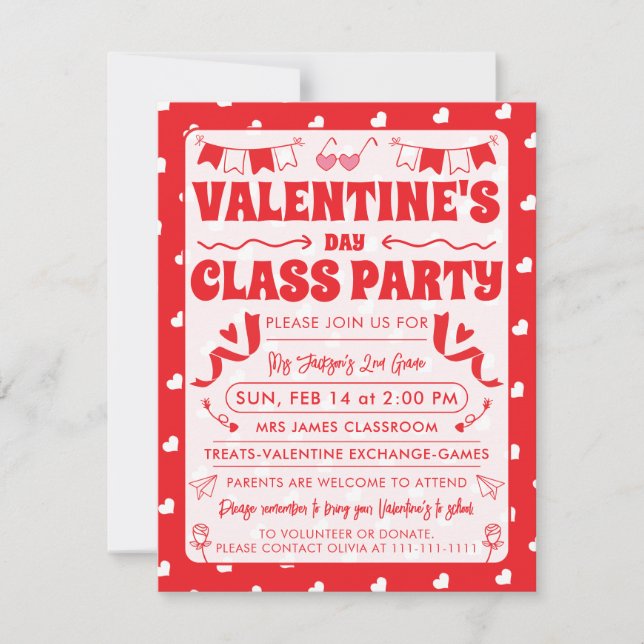 Invitation Hearts Happy Valentine’s Day Modern Love Pattern (Devant)