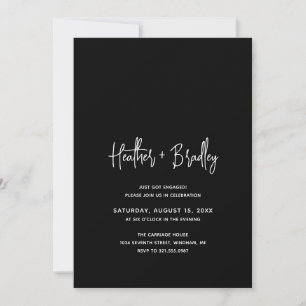 Invitation Heather Elegant Black Modern Engagement Party