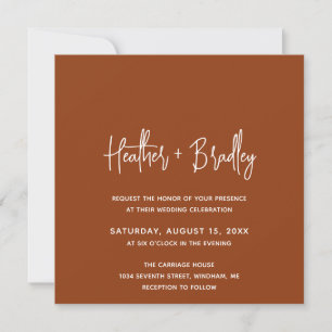Invitation Heather Elegant Terracotta Minimal Mariage moderne
