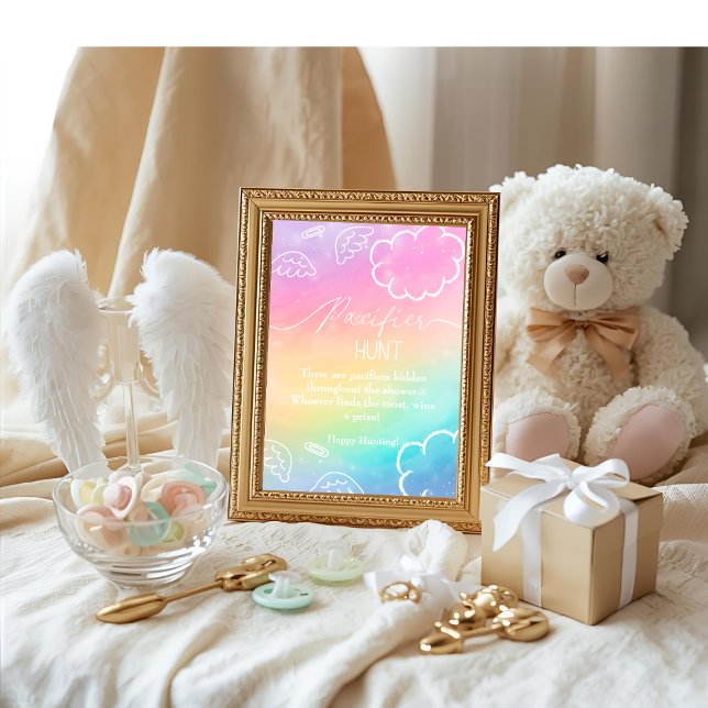 Invitation Heavenly baby shower Rainbow Pacifier Hunt game (Heavenly baby shower Rainbow Pacifier Hunt game)