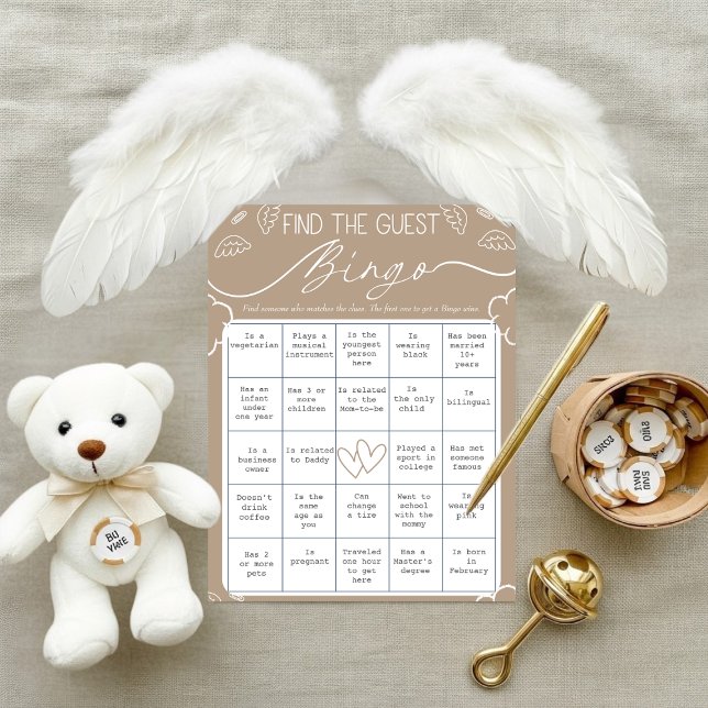 Invitation Heavenly Beige Find The Guest Bingo Card (Heavenly Beige Find The Guest Bingo Card)