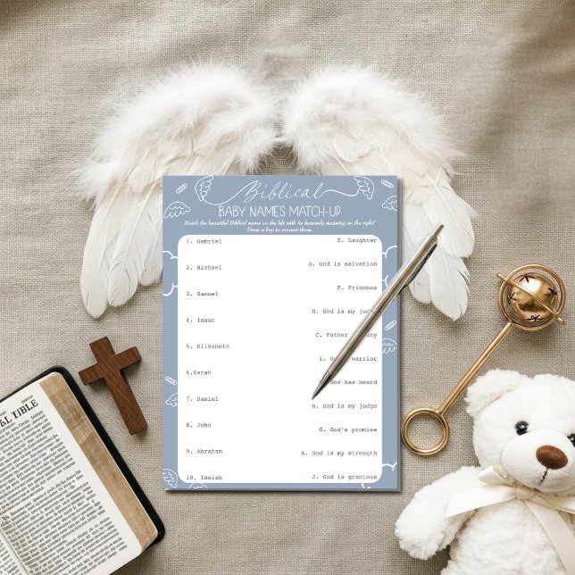 Invitation Heavenly Blue Biblical Baby Names Match-Up   (Heavenly Blue Biblical Baby Names Match-Up)