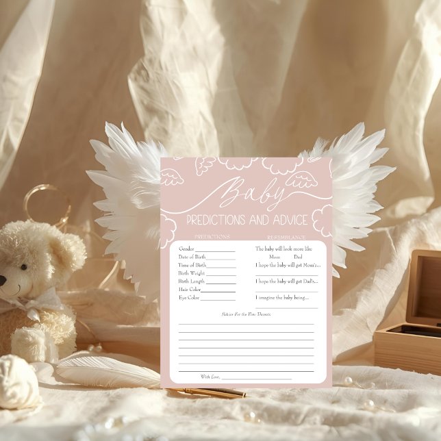Invitation Heavenly Pink Baby Predictions & Advice Card (Heavenly Pink Baby Predictions & Advice Card)