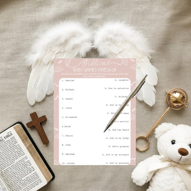 Invitation Heavenly Pink Biblical Baby Names Match-Up   (Heavenly Pink Biblical Baby Names Match-Up)