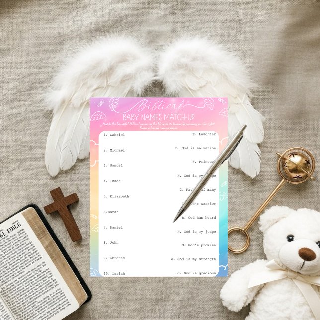 Invitation Heavenly Rainbow Biblical Baby Names Match-Up   (Heavenly Rainbow Biblical Baby Names Match-Up)