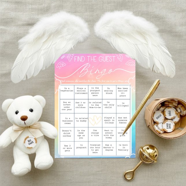 Invitation Heavenly Rainbow Find The Guest Bingo Card (Heavenly Rainbow Find The Guest Bingo Card)
