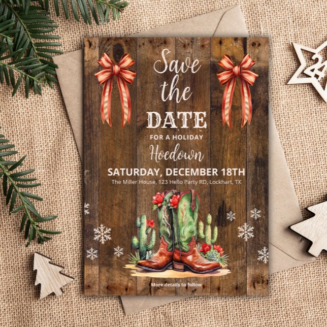 Invitation Hébergement de vacances Sauvez la date, Noël Ouest (Créateur téléchargé)