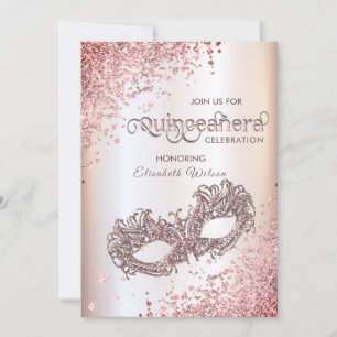 Invitation Hébergement en diamant Masquerade Quinceañera or r