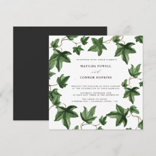 Invitation Hedera   Green Ivy Feuille Grey Mariage botanique