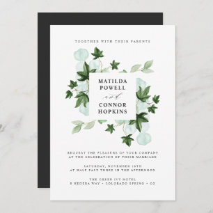 Invitation Hedera Green Ivy Grey Mariage botanique