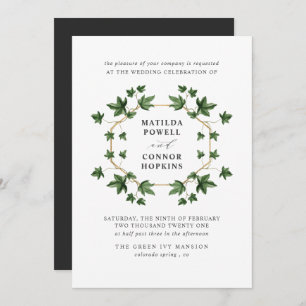 Invitation Hedera Grey Ivy Botanical Mariage géométrique