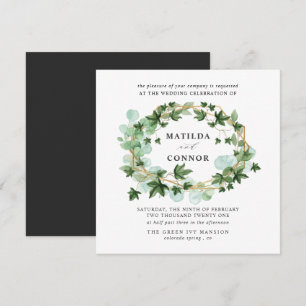 Invitation Hedera Mariage botanique à cadre de lierre gris