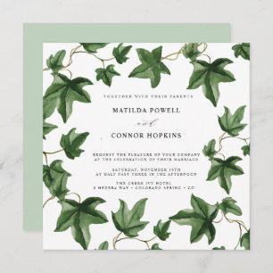 Invitation Hedera   Mariage botanique Feuille Ivy vert